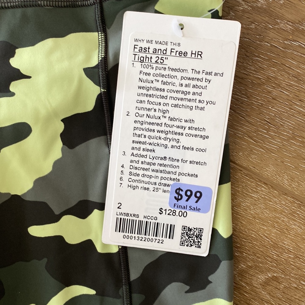 Lululemon Fast and Free tight 25” Camo - Picture 2 of 3